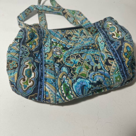 Blue and Green Quilted Shoulder Bag with Paisley Pattern - Picture 2 of 5